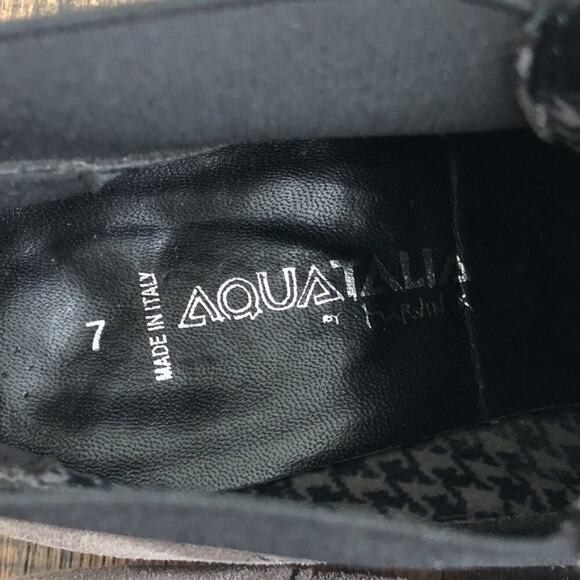 Aquatalia Suede Ankle Bootie Almond Toe Fionna Leather Made in Italy Size 7 Gray - Picture 13 of 16
